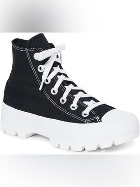 Converse Chuck Taylor Black & White Platform High-Top Sneakers Size 9